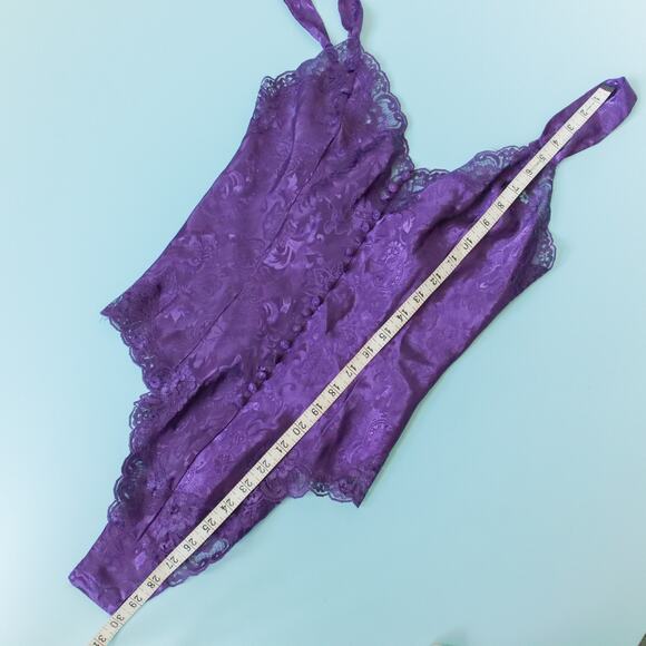 Victoria's Secret Gold Label Purple Satin Button Bodysuit Lingerie Womens Small - Picture 6 of 7